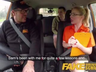 Fake Driving School Exam failure initiates to stupendous bewitching blonde car fuck