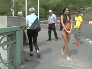 Slim teen martina videos her alluring body in public