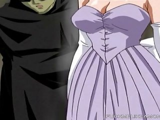 Busty màu hồng tóc hentai femme fatale cưỡi trên cứng dương vật